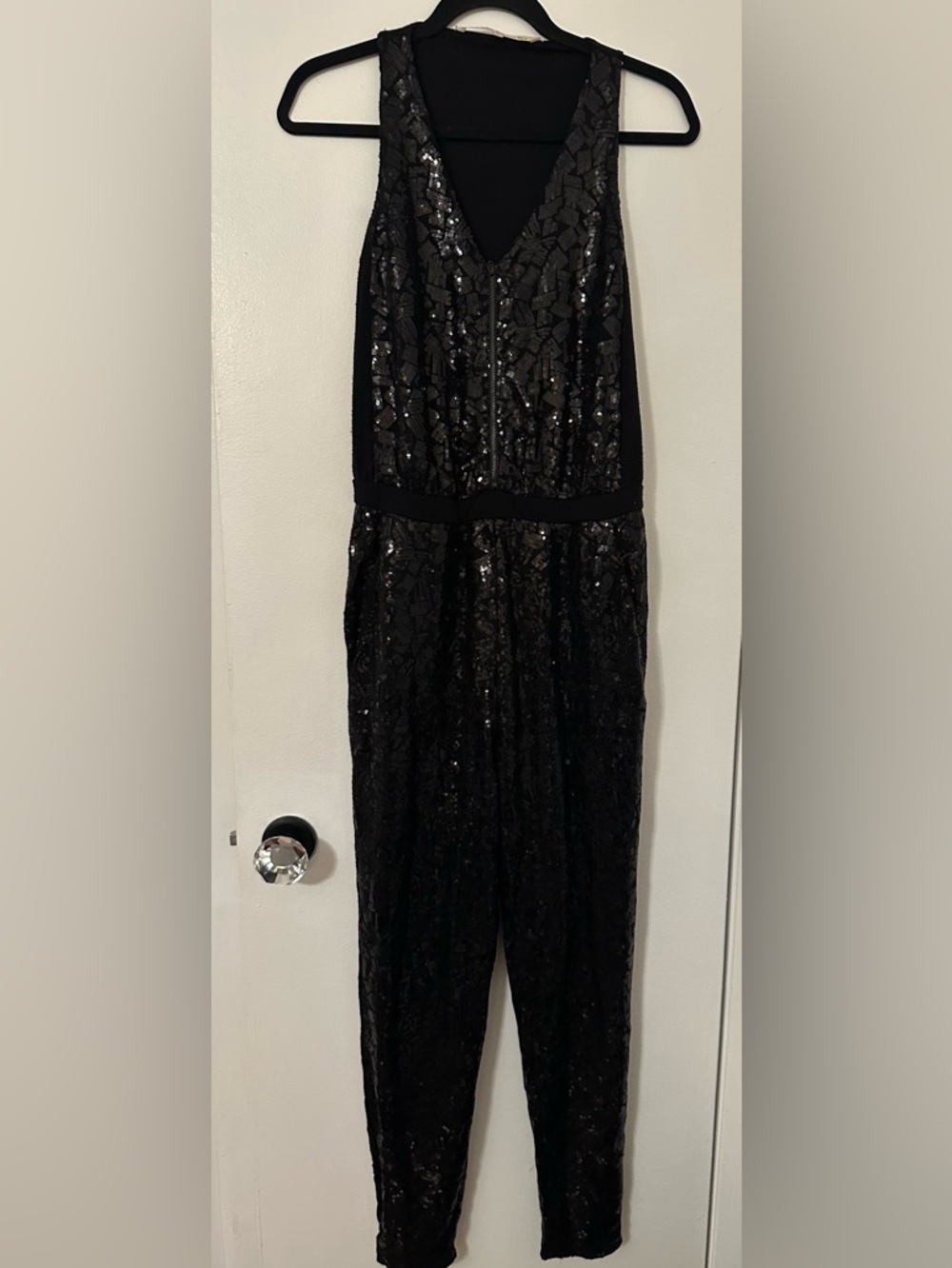 RACHEL Rachel Roy Black Sequin Jumpsuit